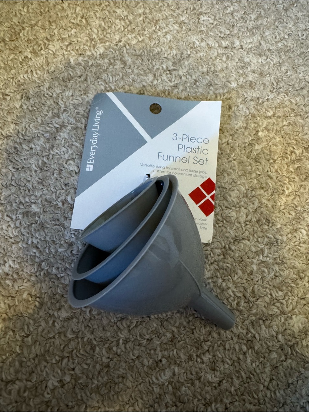 Everyday Living 3-Piece Plastic Funnel Set - Gray